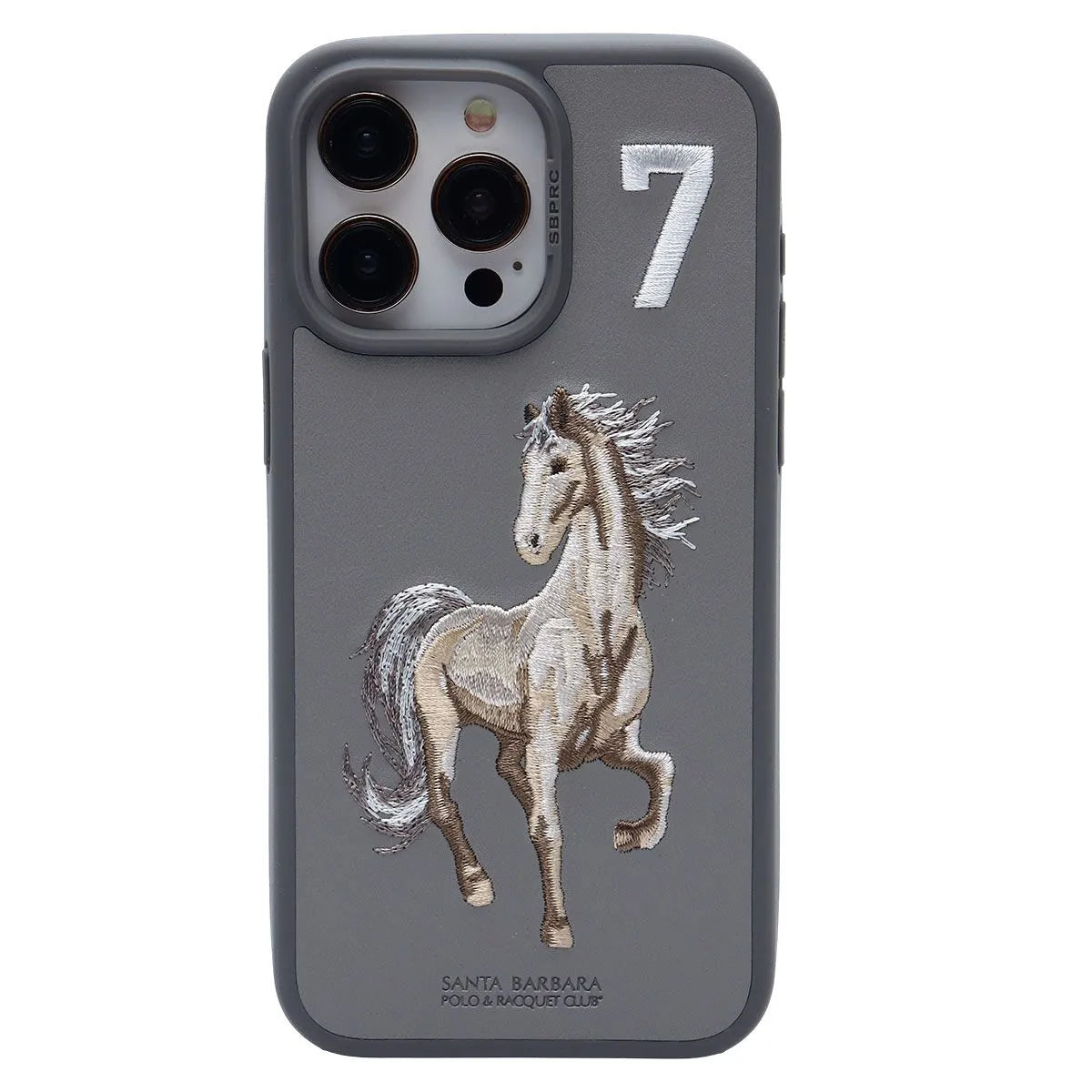 iPhone 15 Pro Boris Series Genuine Santa Barbara Leather Case - Gray